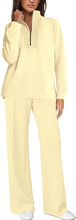 Yanekop Womens 2 Piece Tracksuit Half Zip Long Sleeve Fall Matching Set
