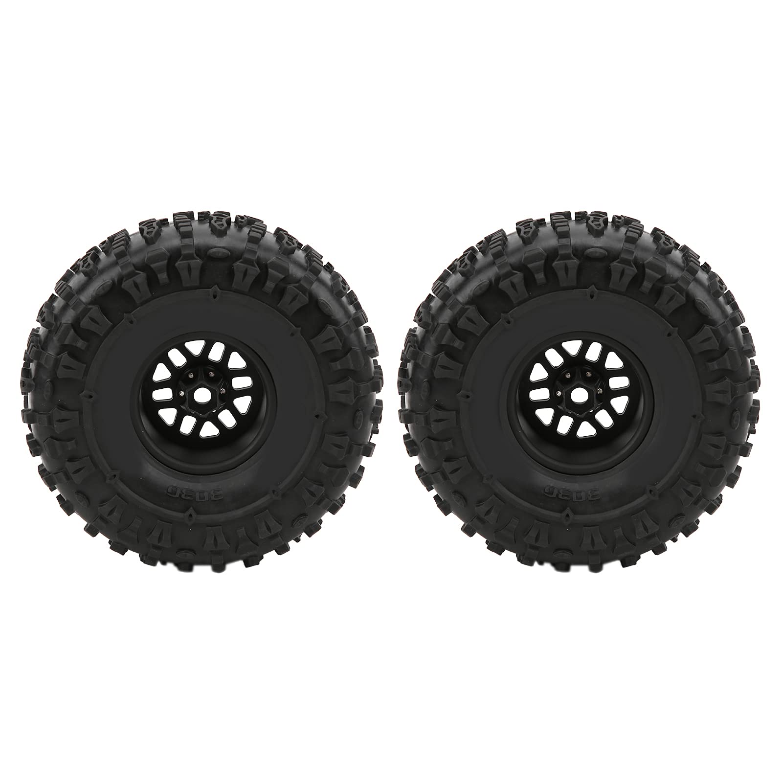 2 pezzi di pneumatici in gomma da 60 mm in lega di alluminio per auto RC con cerchi di precisione, pneumatici ad alta aderenza per fuoristrada, compatibili con Capra 1.9UTB, (Nero)