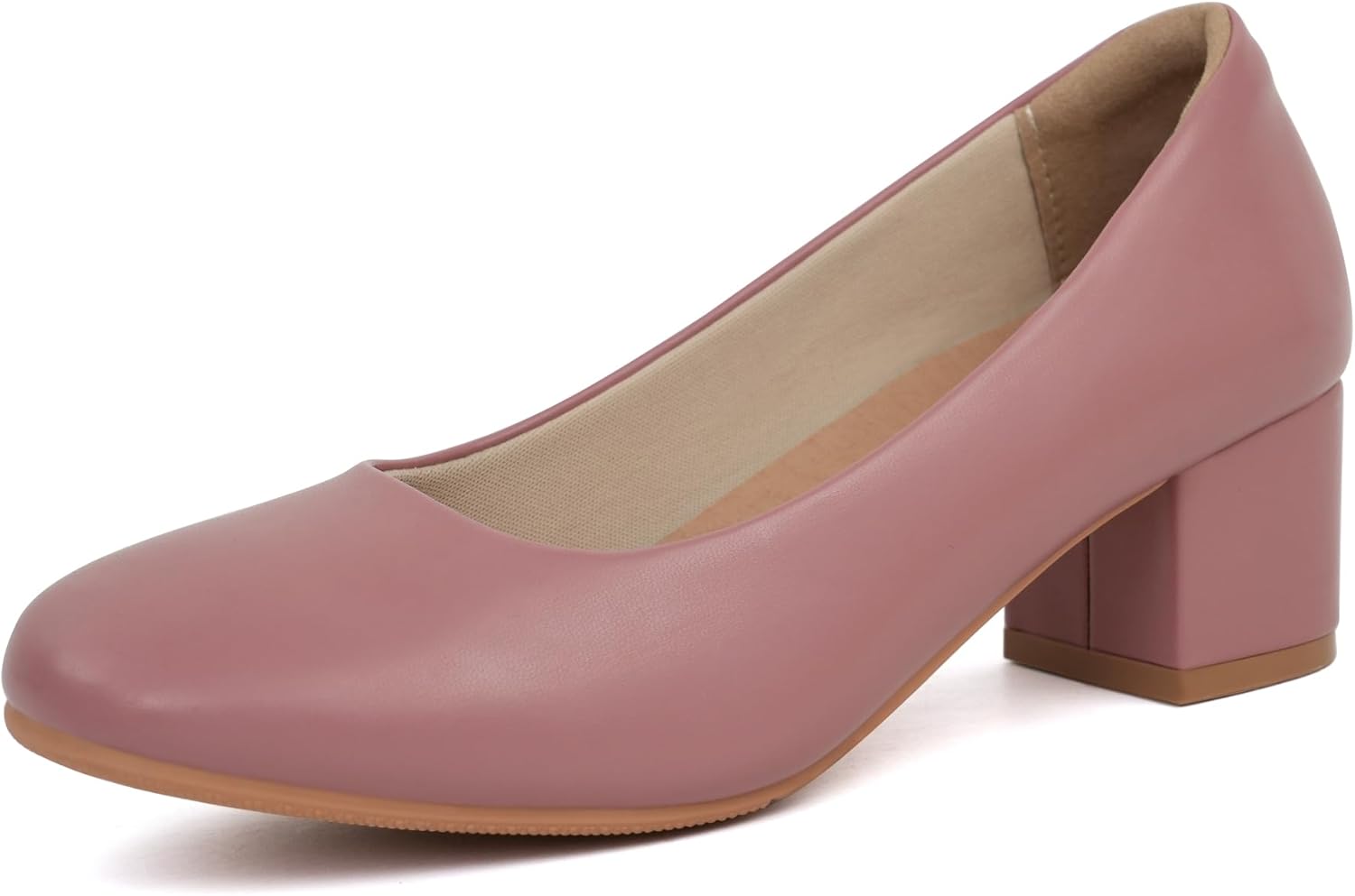 Ortho + Rest Women's Pumps Low Chunky Block Heel Round Toe Comfortable Dress Shoes