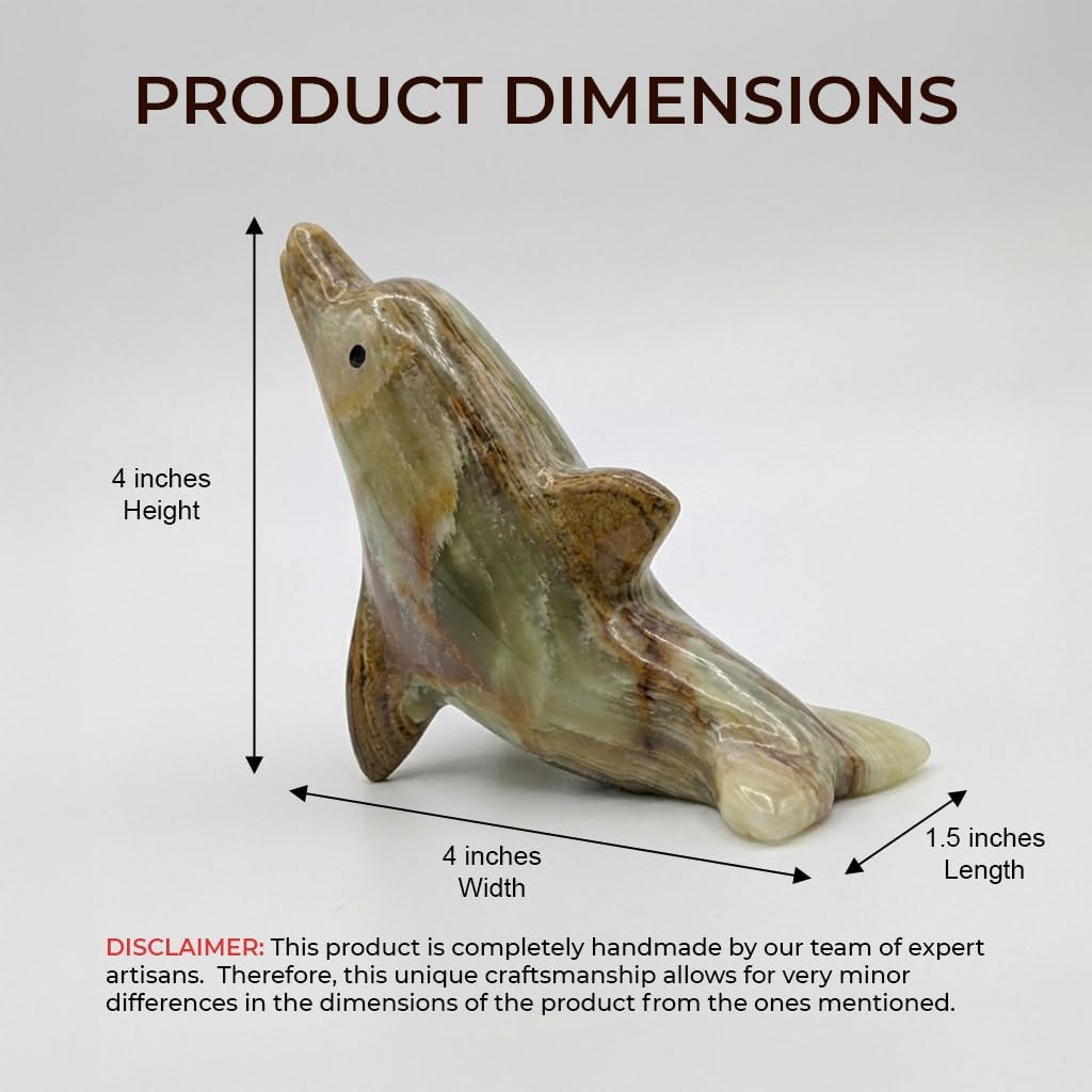 Marble Dolphin Ring Holder Stand Jewelry Display for Engagement & Wedding Rings, Decorative Ring Holder for Home Decor (Green Onyx)