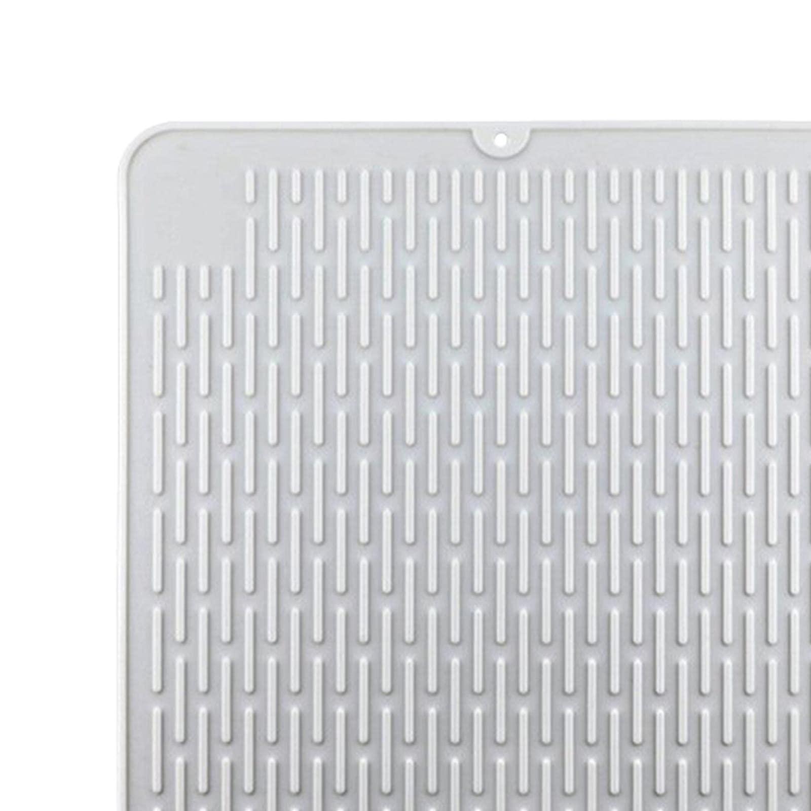 Hitzebeständige Silikon Abtropfmatte 45 x 40 cm 2er Set rutschfest Weiß Küchenspüle Matte für Geschirr Leicht zu reinigen Flexibel Antibakteriell