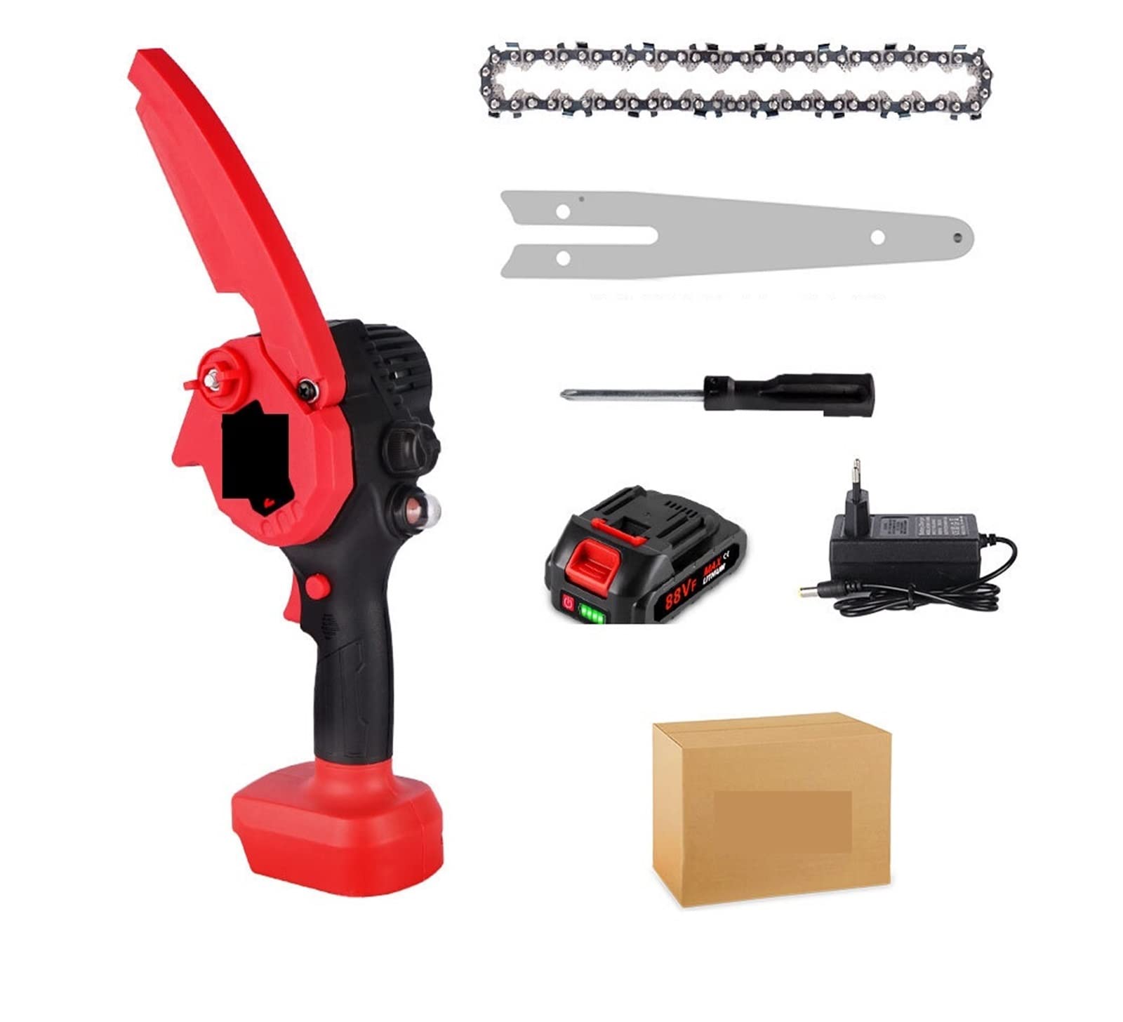 Tondeuse à gazon, 3500W 8 pouces scie électrique 30000 tr/min Mini batterie de tronçonneuse Rechargeable outil travail du bois(1 Battery Plug)