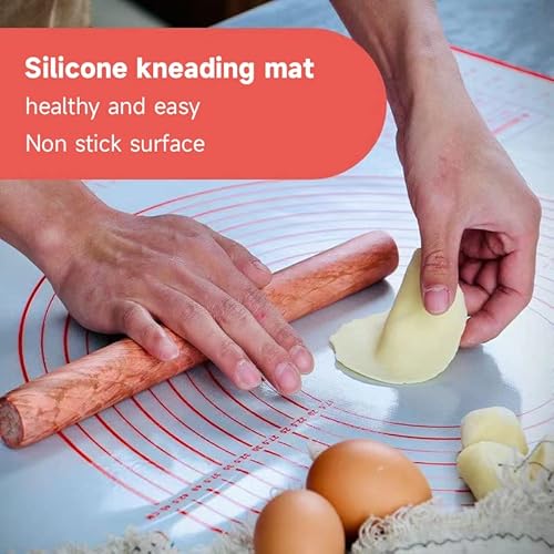 Attractive Extra Thick Non Stick Silicone Baking Mat With Measurements, Non-Slip Dough Rolling Mat For Perfect Pastry. Reusable And Food Grade Safe (16'' X 24'', Red) #TOP2