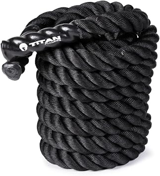 Titan Fitness Battle Rope 30ft x 2in, Poly Dacron Heavy Rope for Home Gym Conditioning Workouts, Cross-Train, Strength Training Exercises