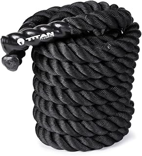 Titan Fitness Battle Rope 30ft x 2in, Poly Dacron Heavy Rope for Home Gym Conditioning Workouts, Cross-Train, Strength Training Exercises