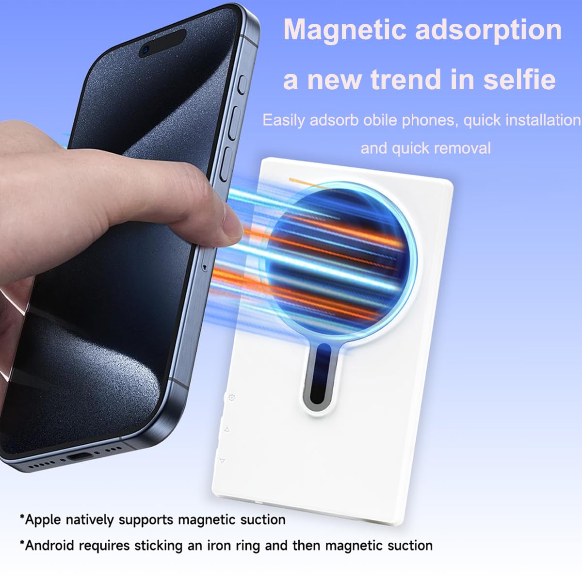 Magnetyczny telefon vlog selfie monitor, bezprzewodowy ekran selfie do iPhone'a i Androida 2000 mAh z pilotem Bluetooth, 3-poziomowa jasność i tryb szerokiego ekranu, do selfie, vloga, bez opóźnień