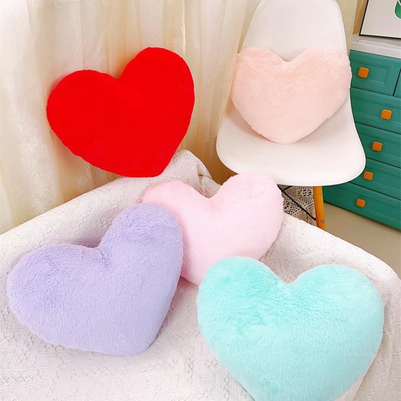 Herz Kissen Dekokissen 46x36 cm Plüsch Dekokissen Herz Kissen für Wohnzimmer Sofa (Lila)