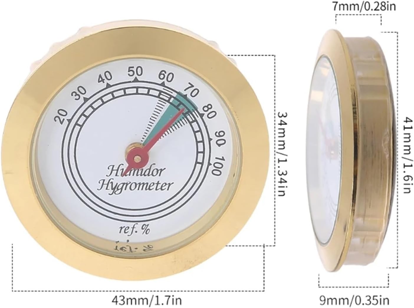 43MM High Industrial Cigar Box Cellar Mechanical Portable Hygrometer