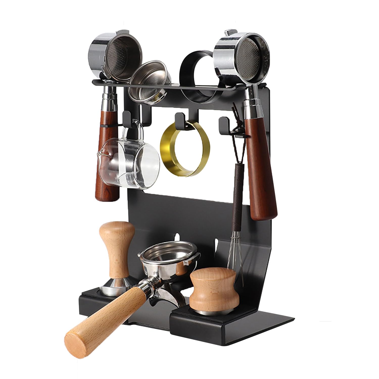 Tissting Support de Doseur de Café en Fer, 23x14.7x29.2cm Station de Bourrage de Café avec Poignée de 58 mm，Comptoir Porte-filtre à Café Rangement Support pour Café à Domicile