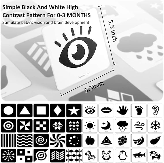 beiens High Contrast Baby Flashcards, Newborn Toy, Visual Stimulation Cards