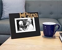 Vista 3 de Isaac Jacobs - Marco de fotos de madera con texto en inglés "I Love Papa" / I Heart Papa, regalo de fotos para papá, abuelo, familia, para mesa