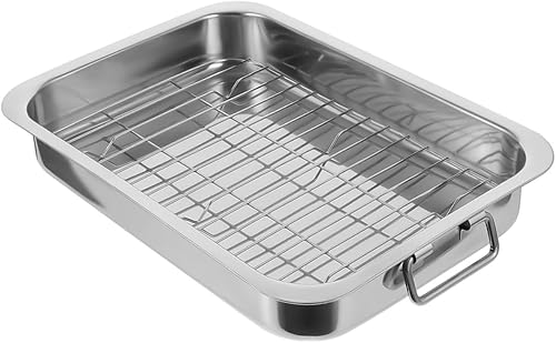 BESTOYARD 1 Unidades de utensilios para hornear de acero inoxidable antiadherente bandeja de pastel bandeja antiadherente de enfriamiento bandeja de