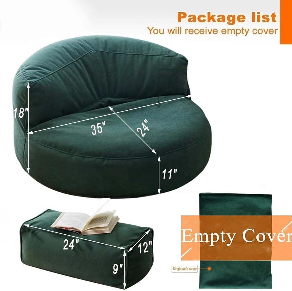 SXBCyan Bean Bag Chair （No Filler） Chenille Bean Bag Cover Pouf with Ottoman Beanbag Chair Lazy Armchair Couch for Floor Seating,Lounge Relaxing,Video Games,Movie Night (Color : Brown, Size : Empty