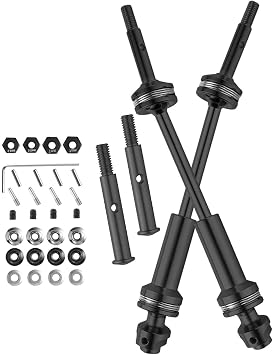 Rear Drive Shaft CVD & Front Axles Upgrades Part for 1/10 Slash VXL 2WD,Stampede VXL 2WD,Rustler VXL 2WD,Hoss VXL 2WD,Stainless Steel #45 Driveshaft with Hex,Black