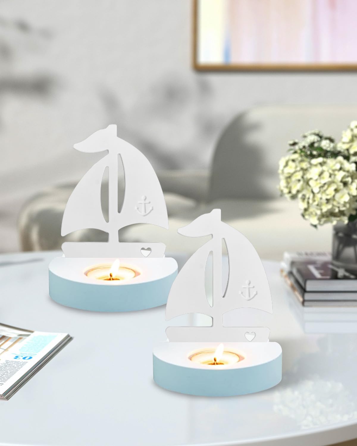 Stampo In Silicone Per Candele A Forma Di Barca Vela – Set 7 Pezzi Con Cuori E Faro – Per Resina, Cera, Gesso, Fai Da Te - 4