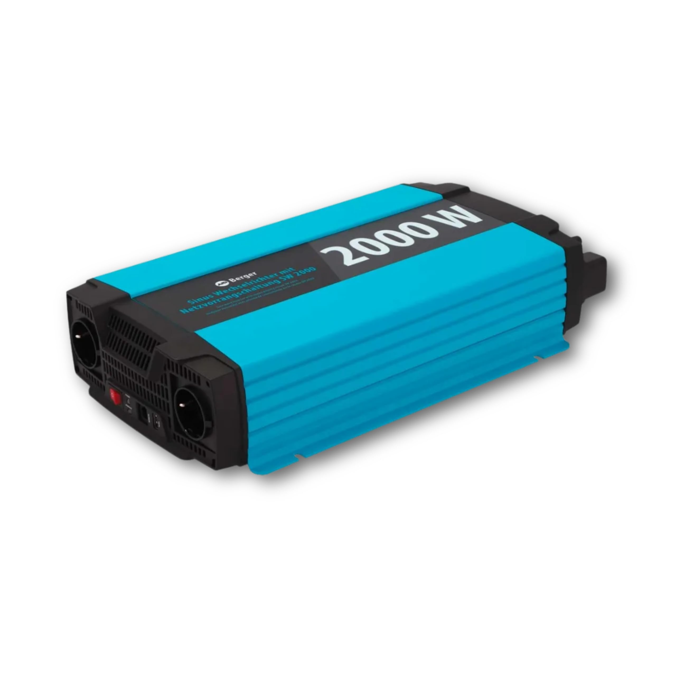 BERGER Sinus Wechselrichter mit Netzvorrangschaltung | 12 V DC auf 230 V AC Spannungswandler | Reine Sinuswelle für empfindliche Geräte | hoher Wirkungsgrad > 90% | Überlastschutz (2000 W)