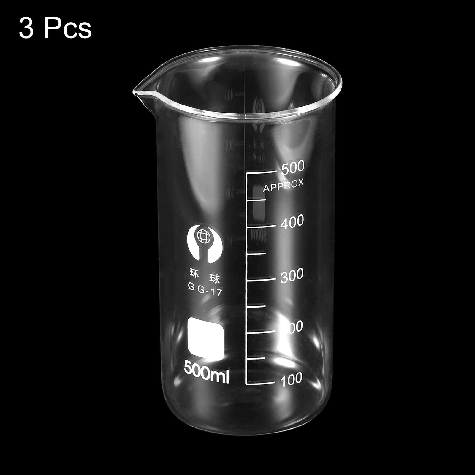 3 x 500ml Vasos de Precipitados de Vidrio Borosilicato con Pico y Escala para Laboratorio y Cocina(500ml)