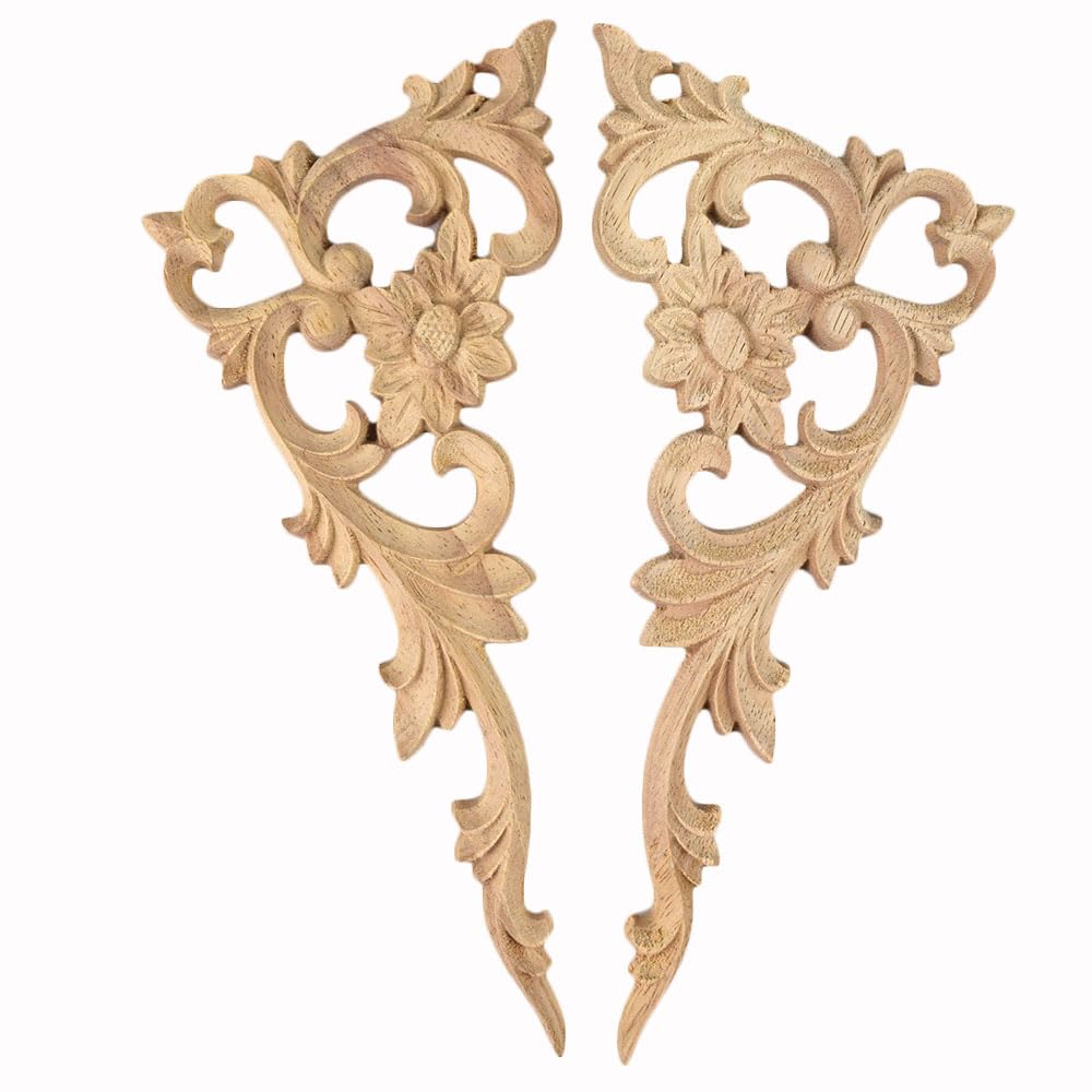 Fregi In Legno Decorativi - 4 Pezzi - Stile Europeo Intagliato - Per Mobili E Porte - Foto 6