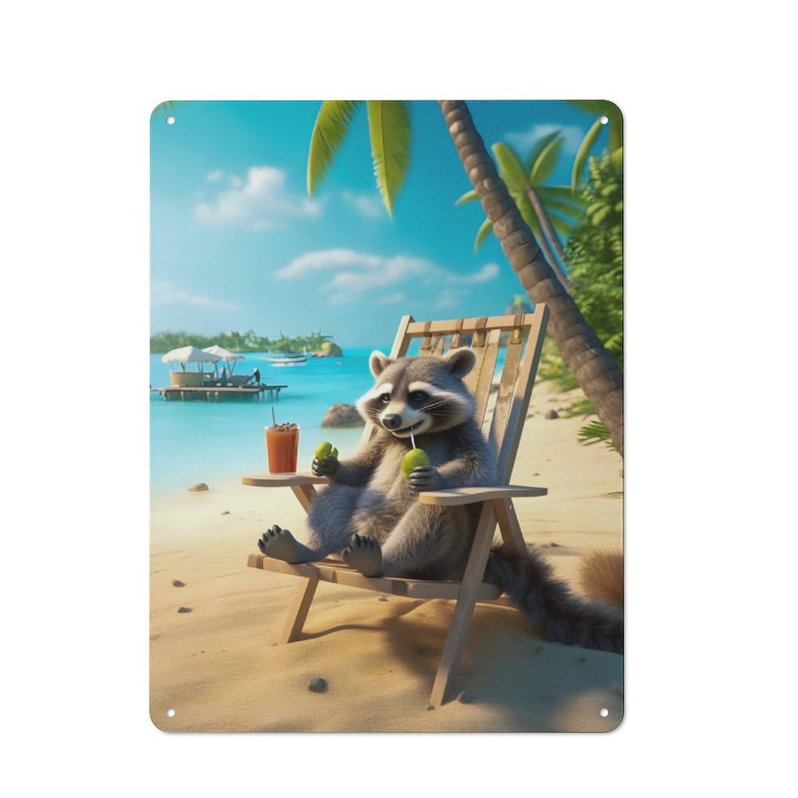 Junmoney Relaxing The Beach Printed Metal Sign 40X30cm For Studio Or Craft Room, A Decorative Gift For A Newly Furnished Studio And Craft Room