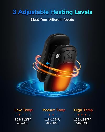 Miniatura 2 de MKG - Calentadores de manos recargables, calentador de manos eléctrico de larga duración, reutilizable, de larga duración, con 3 niveles de calor