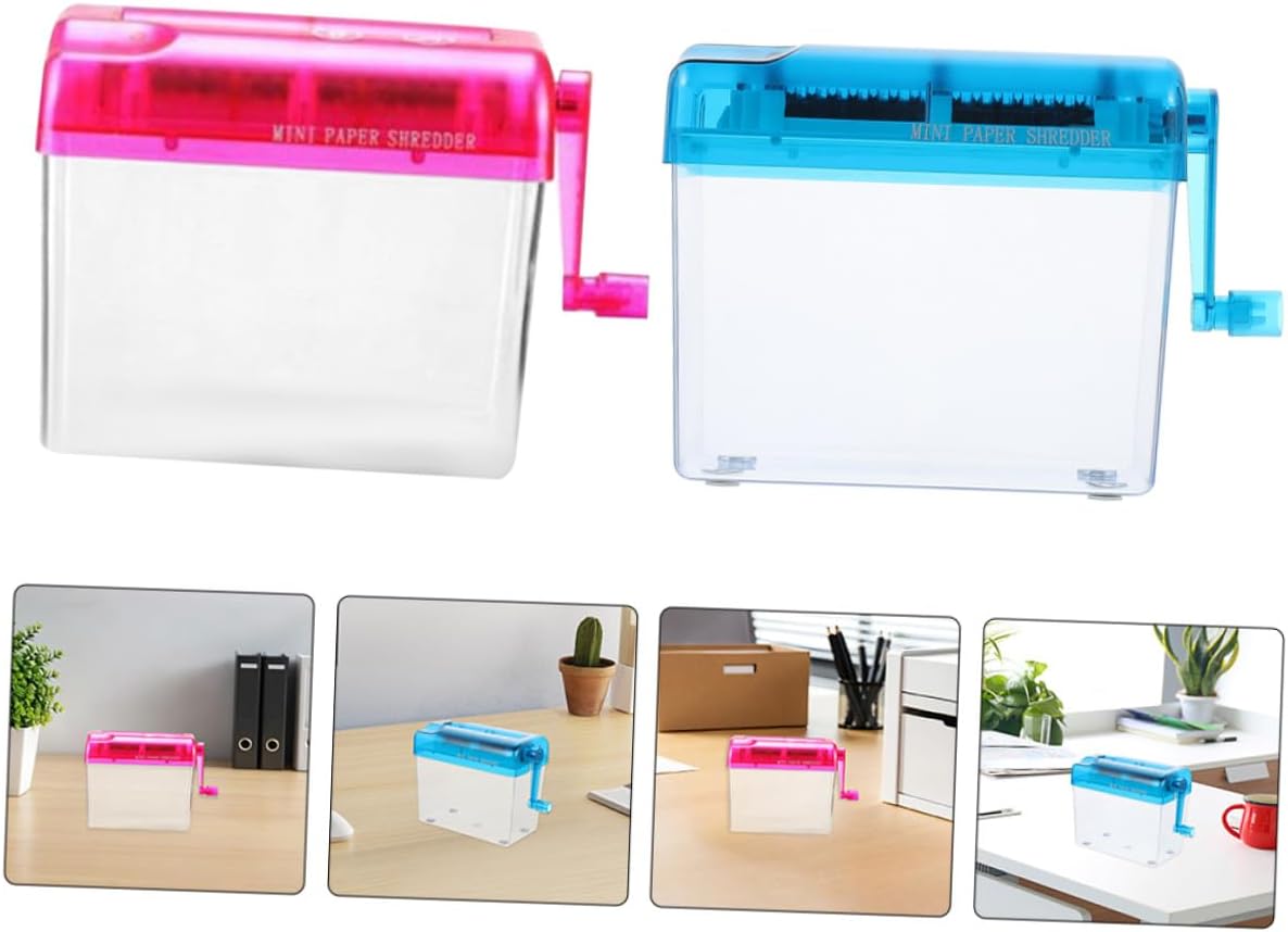 2pcs Portable Manual Paper Shredder Hand Crank Desktop Shredder for Home Office A6 Paper Notes Documents Cutting Tool