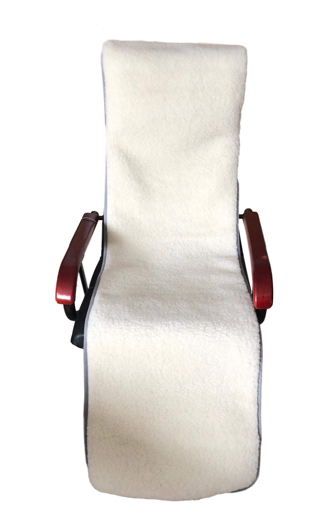 Sesselschoner Relaxsessel doppelt grau/weiß, 100% Merinowolle (50x200cm)
