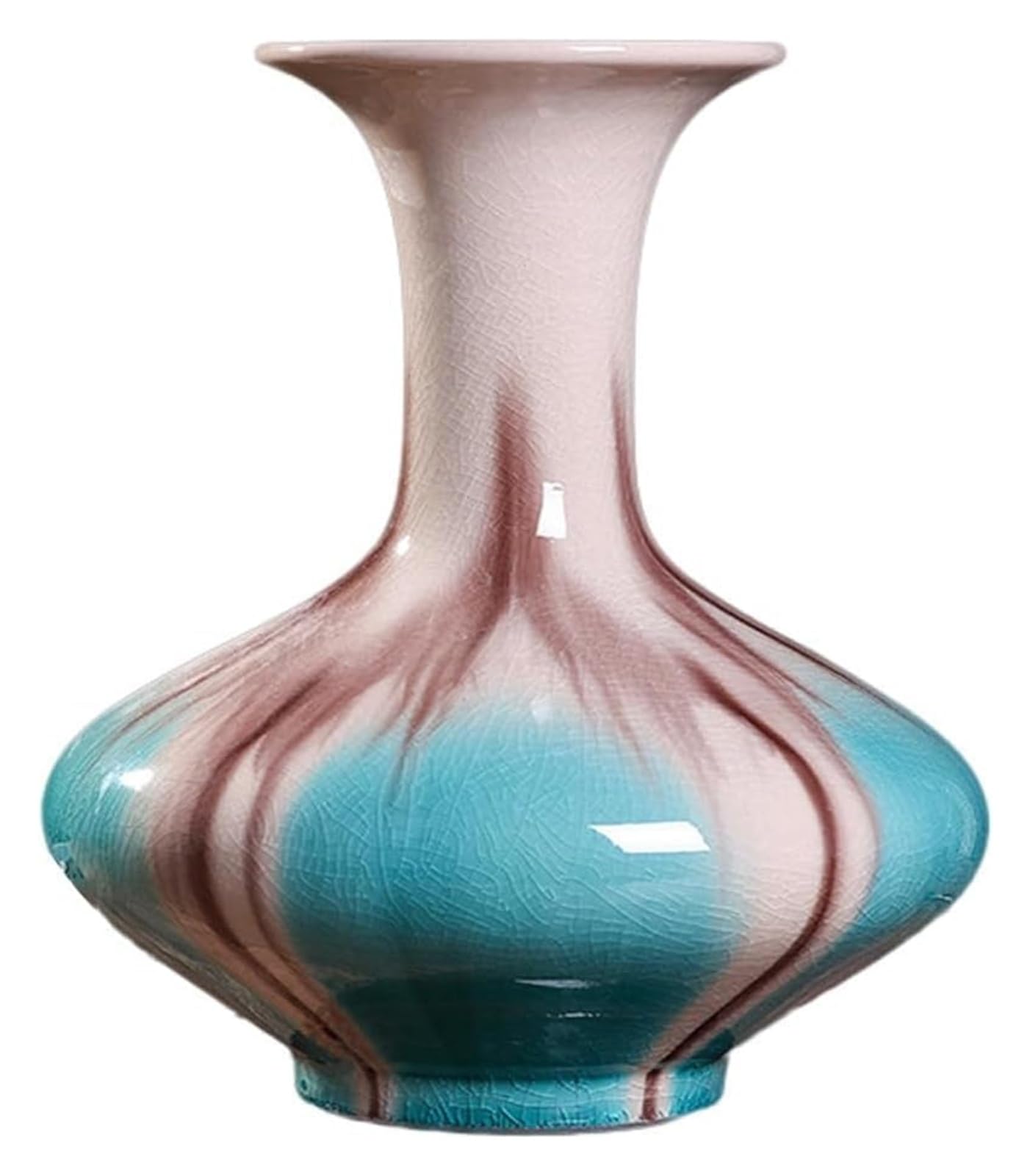 Vase Desktop Ceramic Decorative Living Room Crafts Ornaments Dried Flowers Flower Arrangement(E-w19 X H25cm)