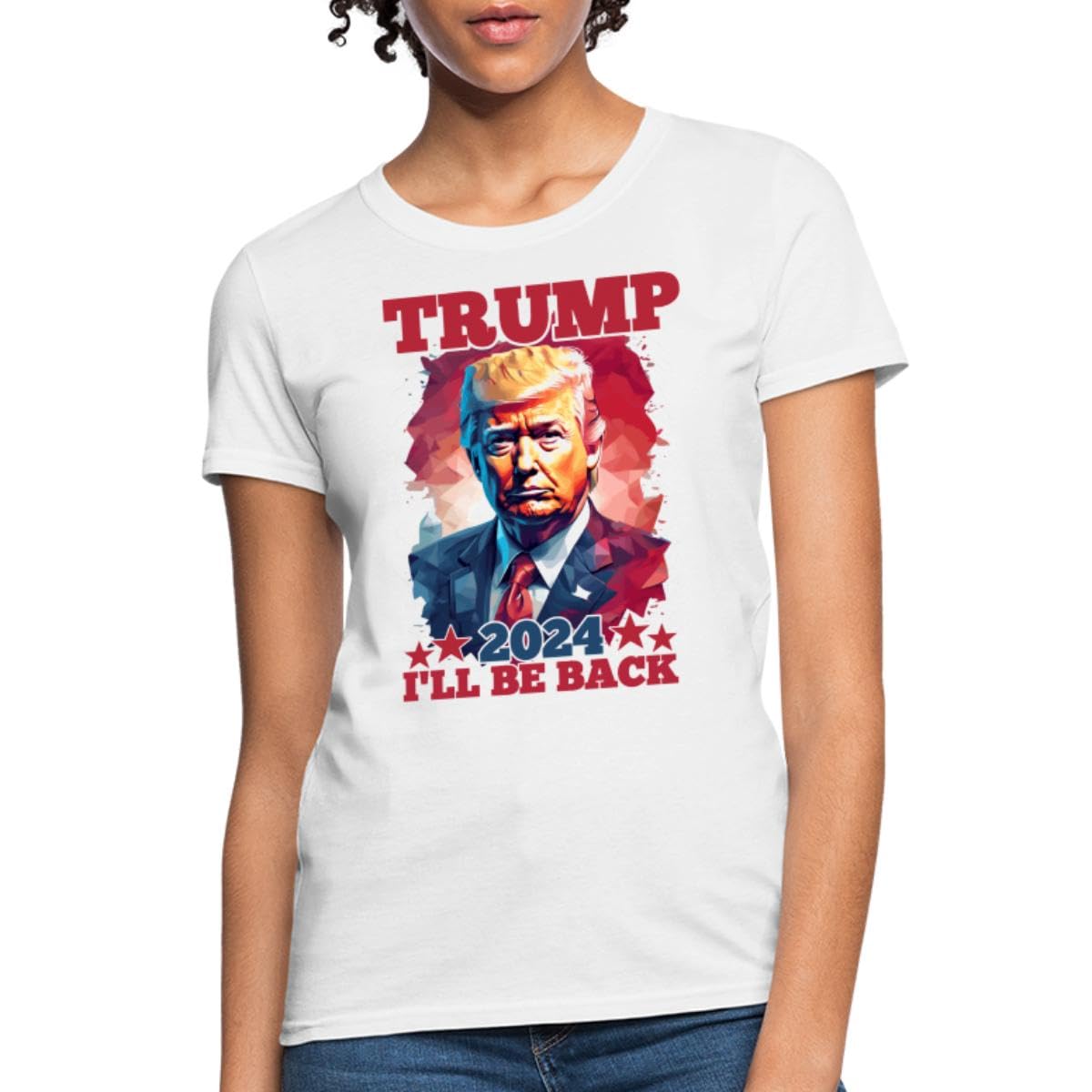 APSRA RETAILTrump 2024 Comeback Campaign Design - I'll Be Back Women's T-Shirt Casual T-Shirt Half Sleeve Round Neck Printed Men's t Shirt(93_M)