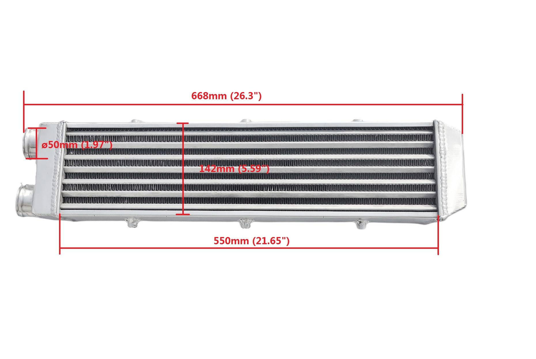Intercooler Aluminiowy turbo intercooler 550 * 140 * 68 MM 26"x7"x2,75"