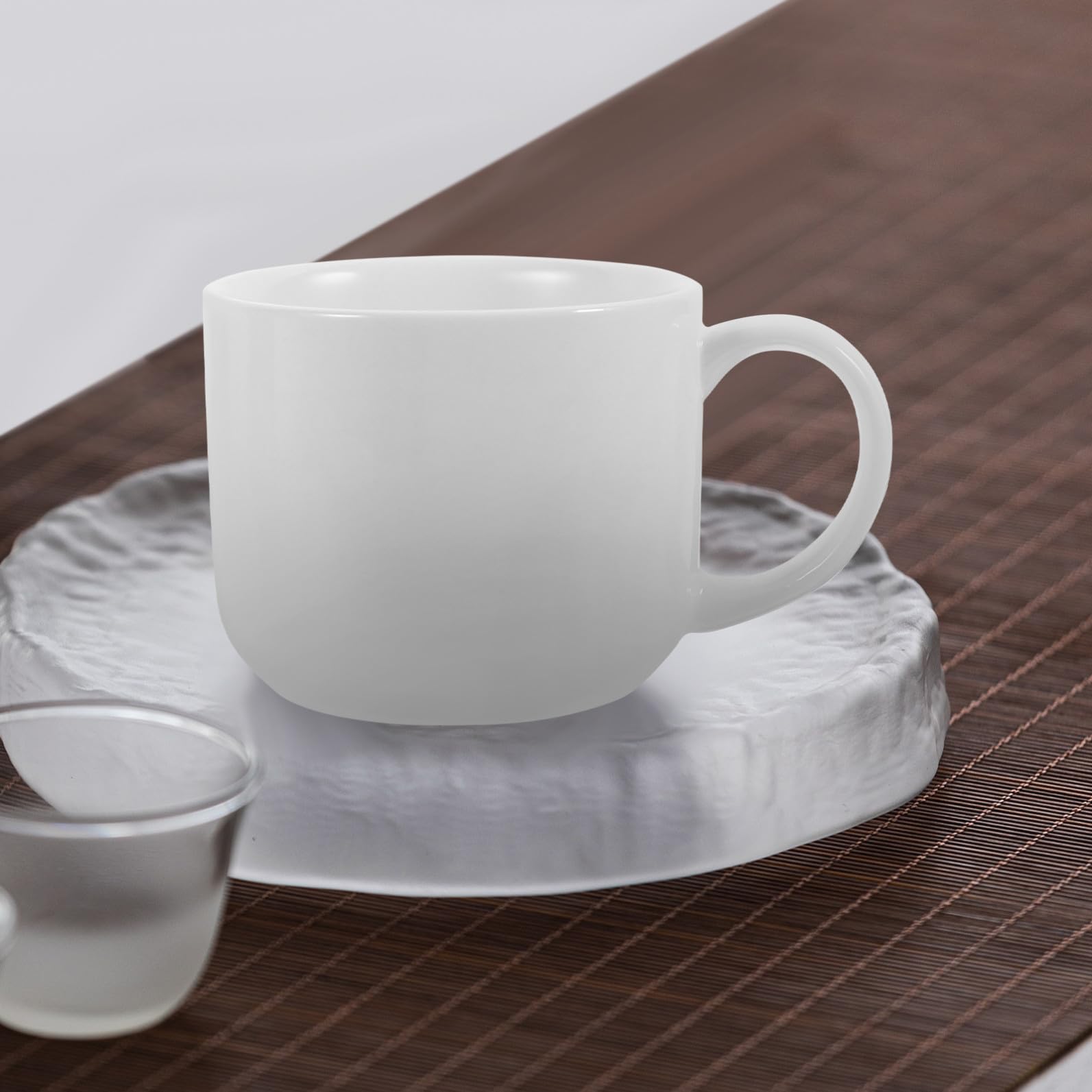 Toyvian Juego de Tazas de Cerámica Color Blanco 350 Ml para Café y Agua con Soporte Metálico Organizador Asa Ergonómica Set de 4 Piezas Adecuado para Oficina y Hogar