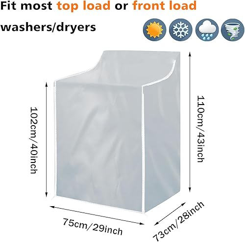 Miniatura 2 de Paquete de 2 fundas para lavadora y secadora, funda portátil para lavadora con diseño de cremallera, a prueba de polvo, impermeables, para lavadora