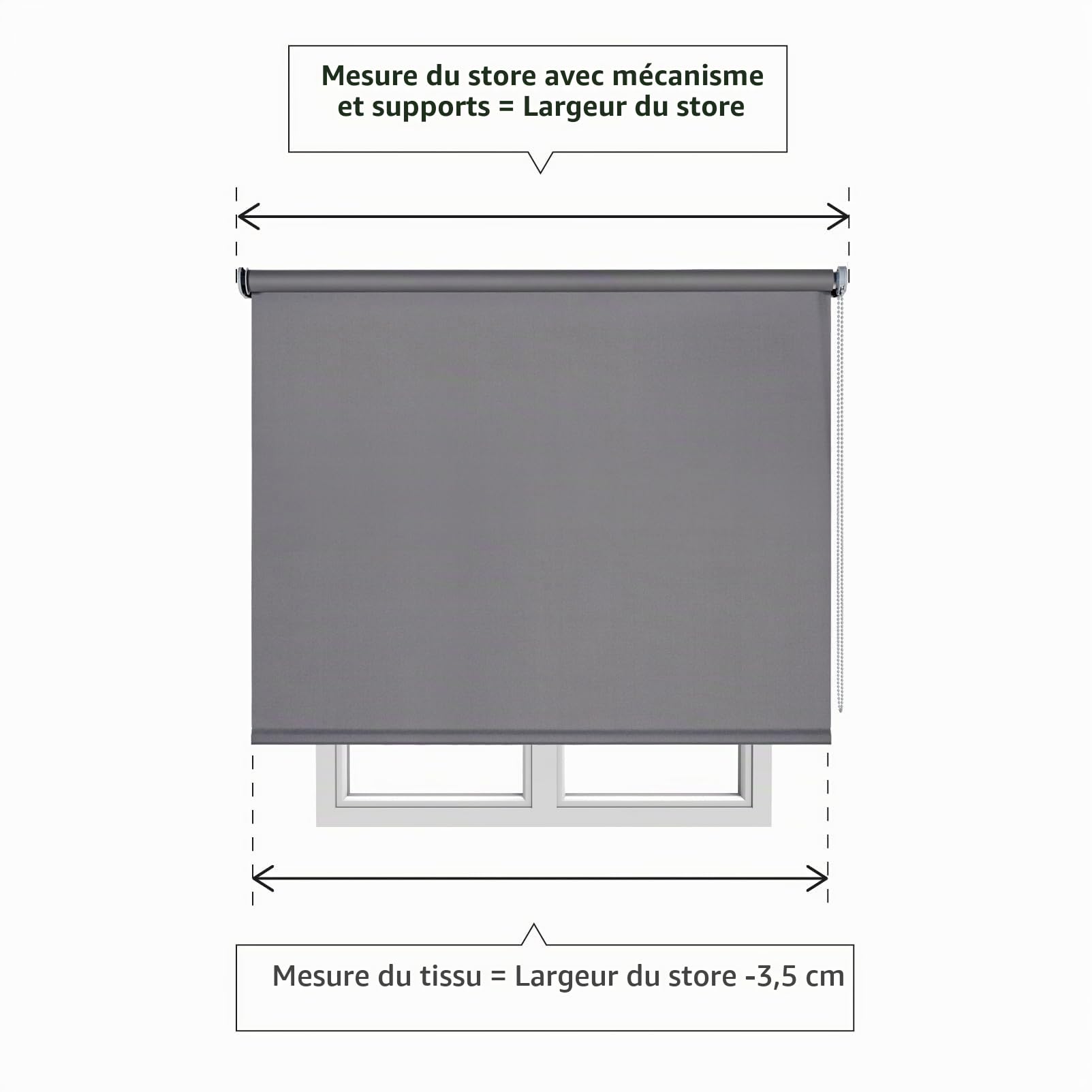 Stores Enrouleurs Occultants Premium, Store Occultant pour Intimité Maximale avec Installation Facile au Plafond ou au Mur, Store Opaque pour Salon ou Chambre, STORESBASIC Gris 120x180