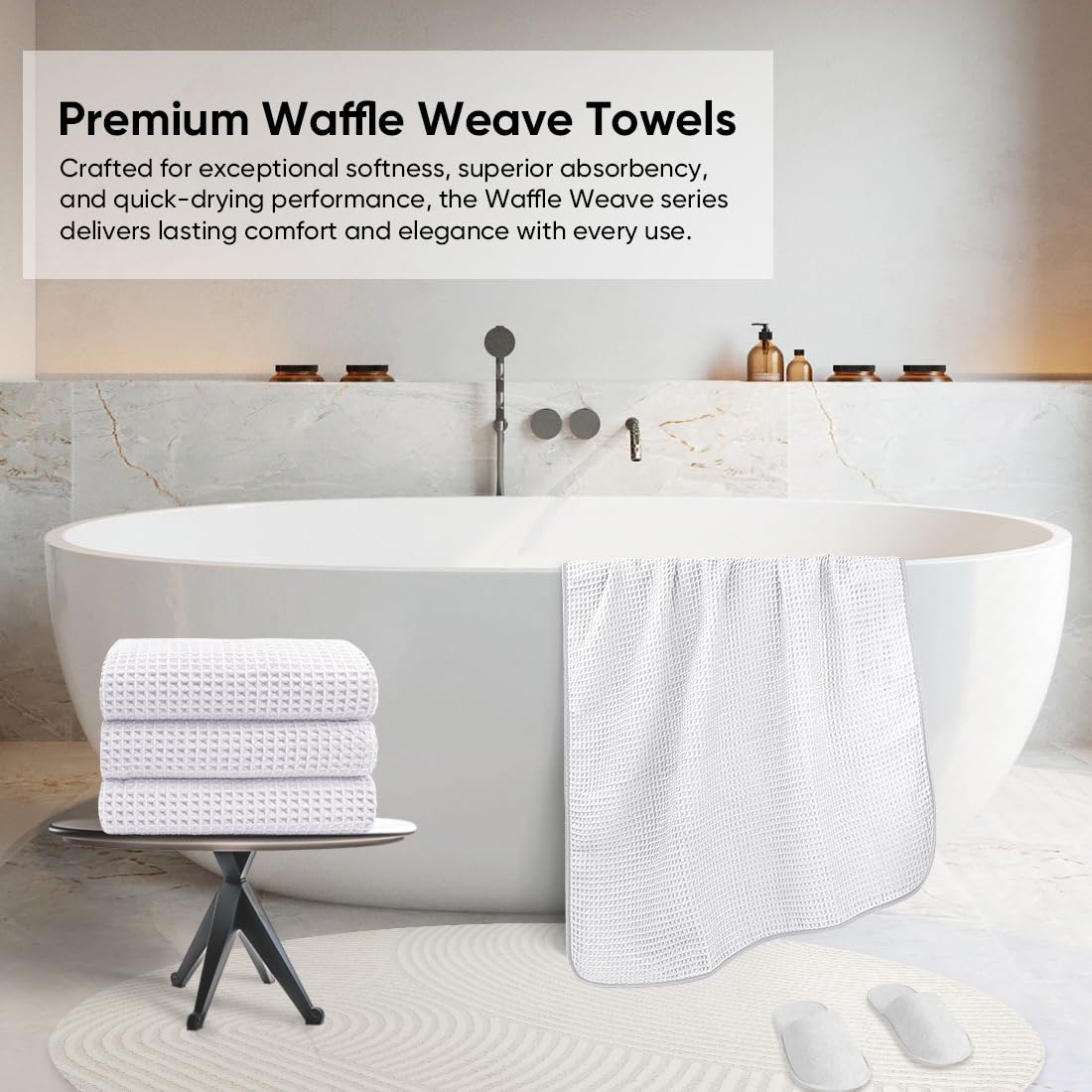 HOMEXCEL Set di 4 asciugamani da bagno a nido d'ape, in microfibra di alta qualità, ultra morbidi, leggeri, altamente assorbenti e ad asciugatura rapida, per bagno, palestra, doccia, hotel e spa, 68 x