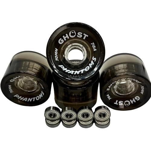 GHOST BOARDS: Ghost Wheels, Jelly Phantoms, 70MM 78A, Semi-Transparent, Longboard Wheels, Great for Cruising and Carving, ABEC-7 Bearings Included