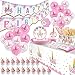 Set da 198 pezzi con unicorno per feste di compleanno, Kit Unicorno Festa Compleanno, Set Addobbi Compleanno Bambina, Cannucce Piatti bambini Tovaglia Palloncini Battesimo Posate Per 16 clienti