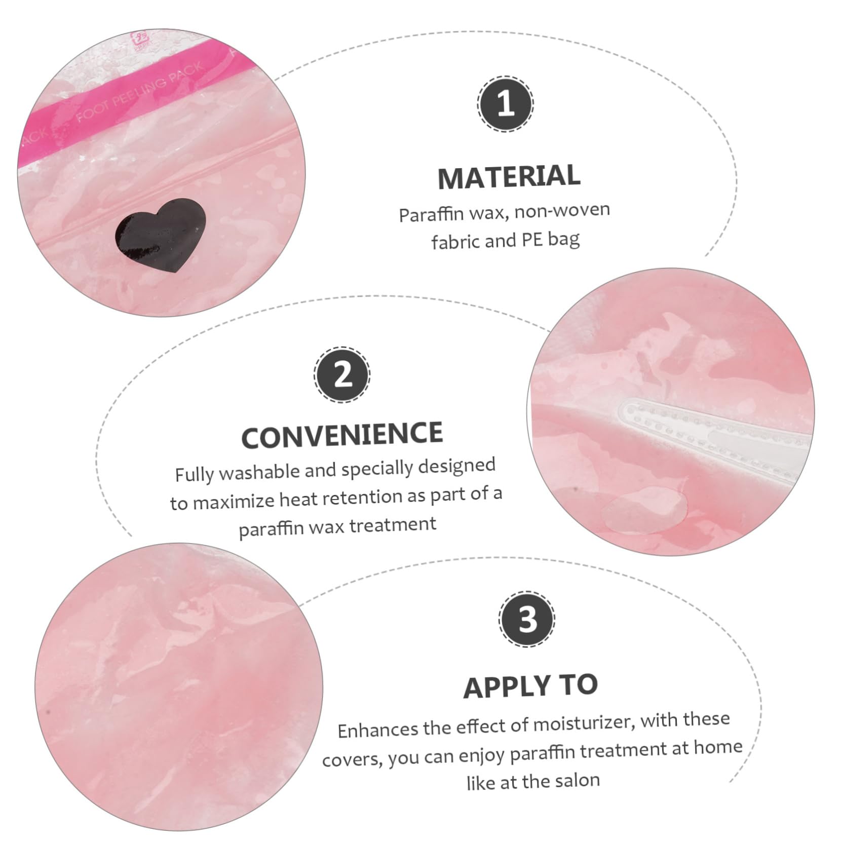 WOONEKY Kit de Cera para Pies Y Manos con Parafina Rosa Funda de con Guantes de Spa para Tratamiento en El Hogar