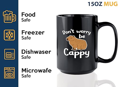 Miniatura 4 de Capybaras - Taza de café de 15 onzas, color negro - Don't Worry Be Cappy - Lindo Capybaras Capybara Lovers Girl Capybara Daughter Animal Lovers