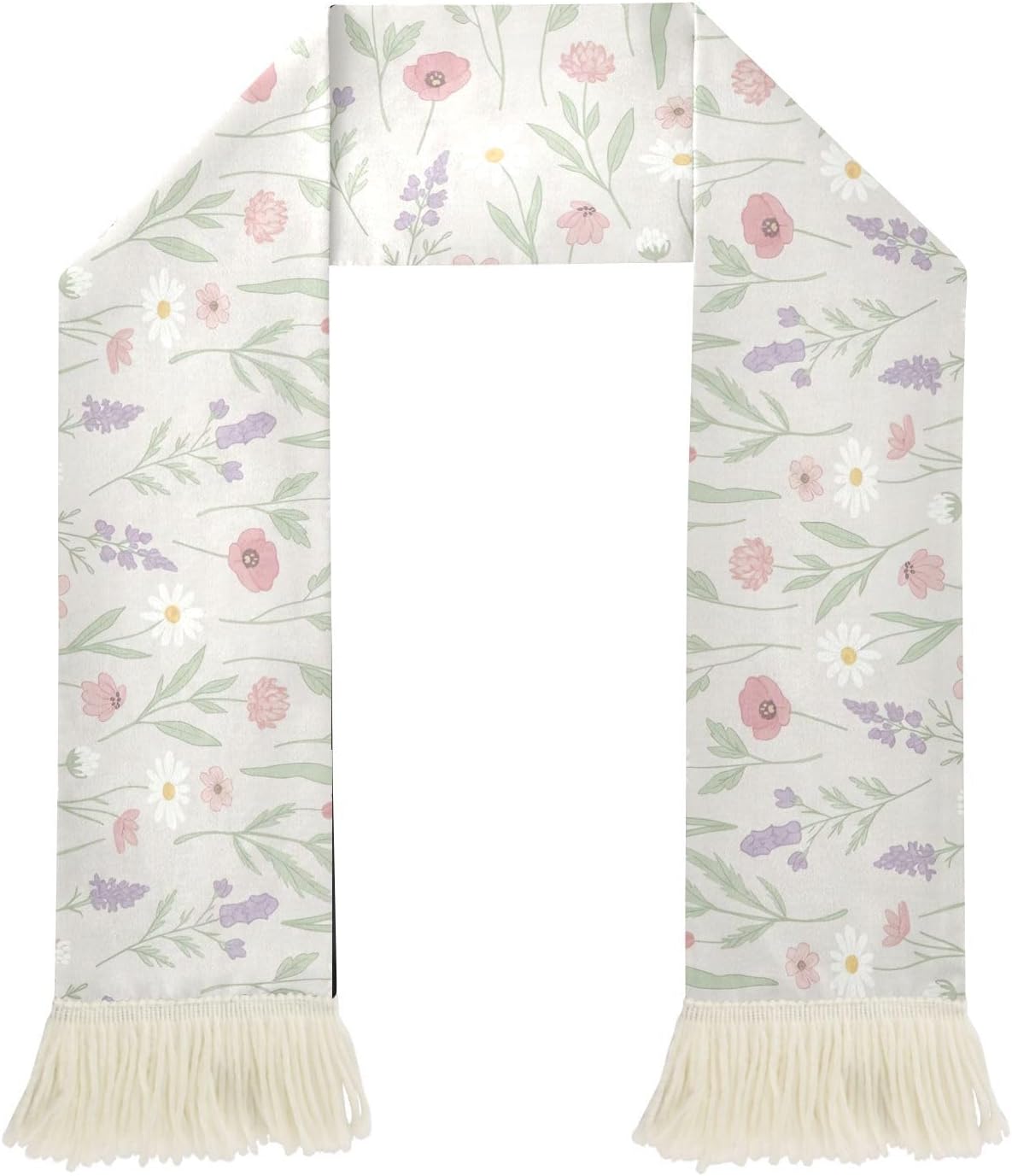 CHIFIGNO Wildflower Plant Pastel Sports Fan Scarf for Sweat, Quick Dry Polyester Soccer Scarf with Fringe for Games