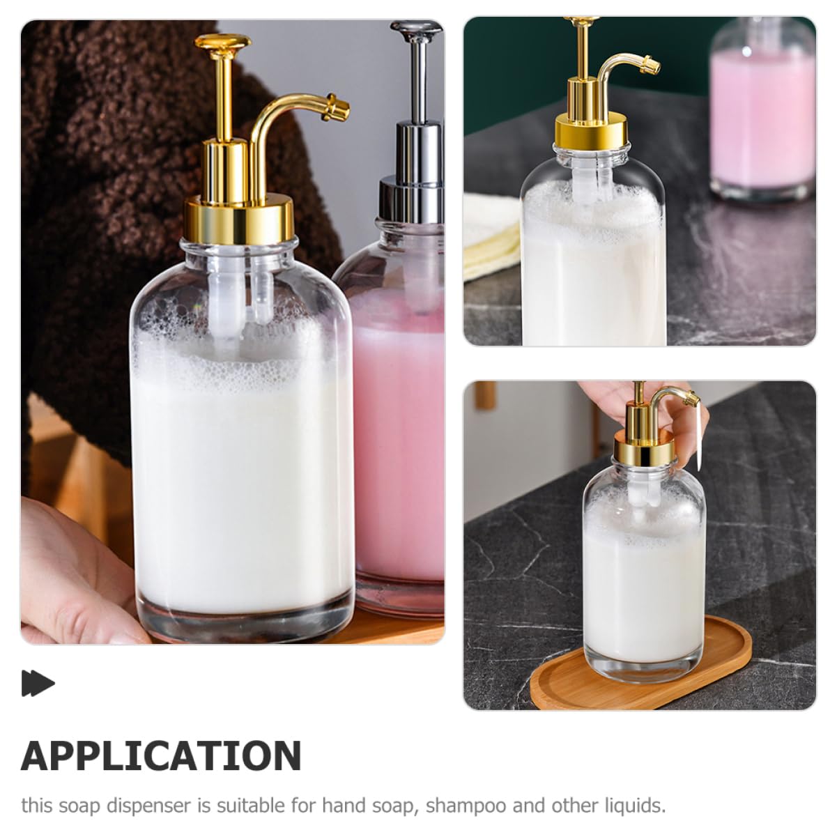 Gatuida 2pezzi Dispenser Sapone Liquido Ricaricabile Flacone Pompa Per Sapone Per Mani Shampoo Per Cucina e Bagno Anti-perdite Resistente e Versatile