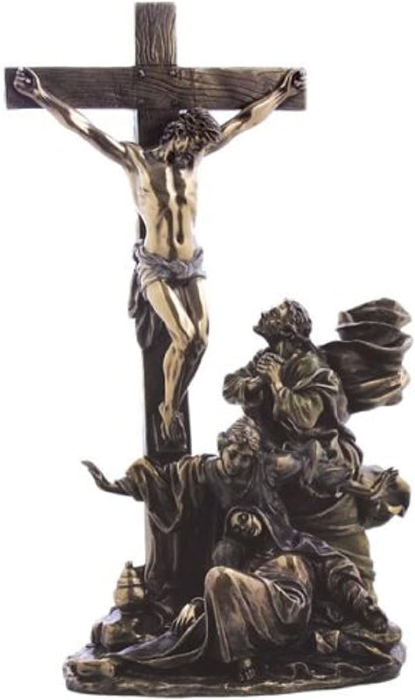 Unicorn Studios WU75187A4 Bronzehued Replica Figurine - Crucifixion Scene