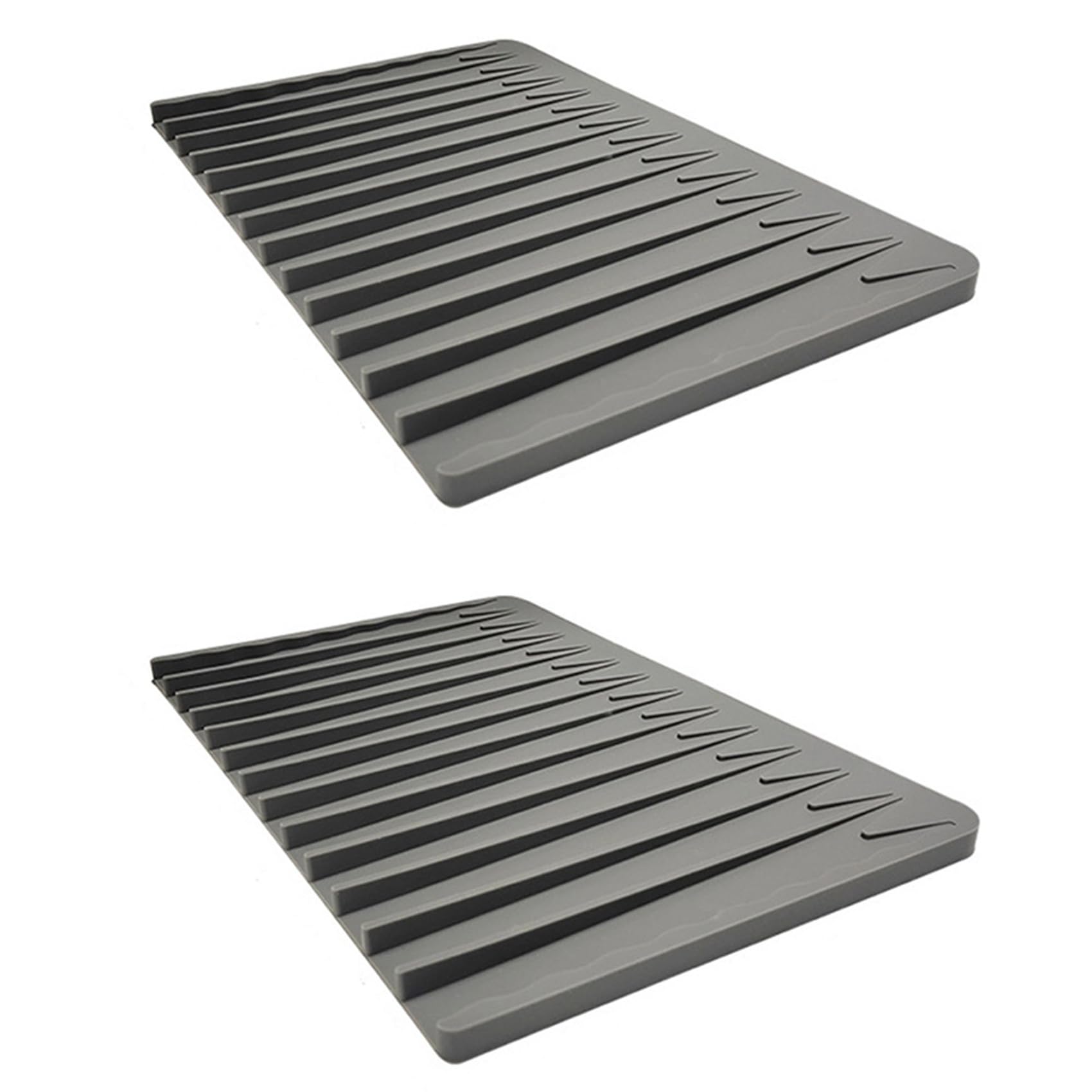 Große Silikon-Abtropfmatte, 32,5 x 20 cm, rutschfest, Schutz für Küchentheke, Abtropfunterlage für Teller, schnell trocknend, leicht zu reinigen, 2 Stück