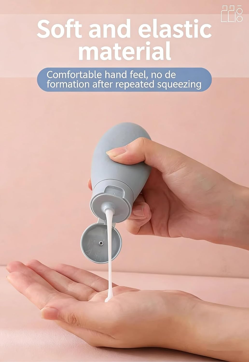 60ml Travel Bottles, Inverted Hanging Squeeze Toiletry Bottles, Refillable Empty Cosmetic Containers for Shampoo, Conditioner, Lotion, Leak Proof Plastic Dispenser