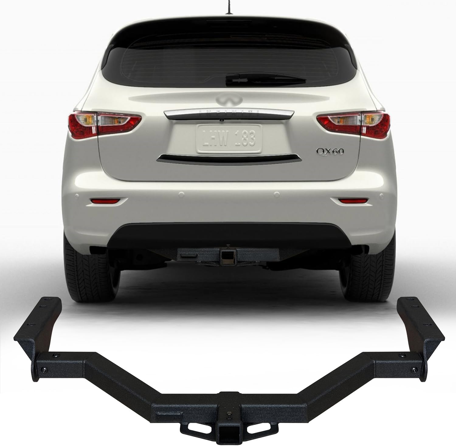 Trailer Hitch Black Steel Compatible with 2014-2021 Infiniti QX60, 2013-2013 Infiniti JX35, 2013-2020 Nissan Pathfinder w/2” Hitch Receiver