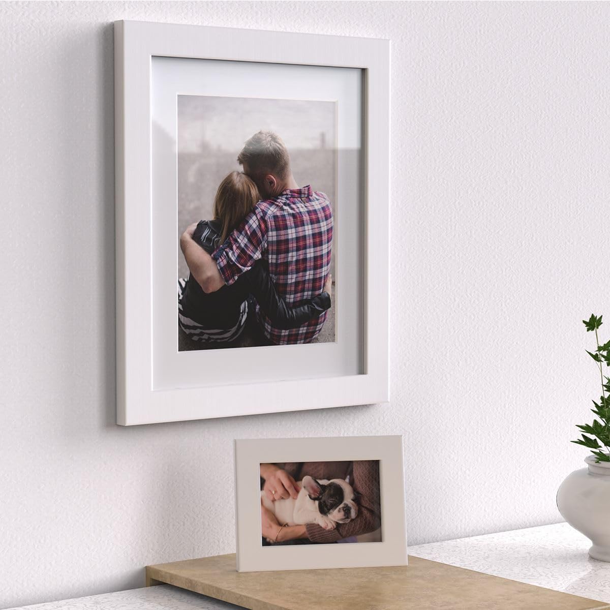 Photo Frames With White Mounts Black White Oak Silver Picture Frame Multi Sizes, 14x11" for 12x9" image, White