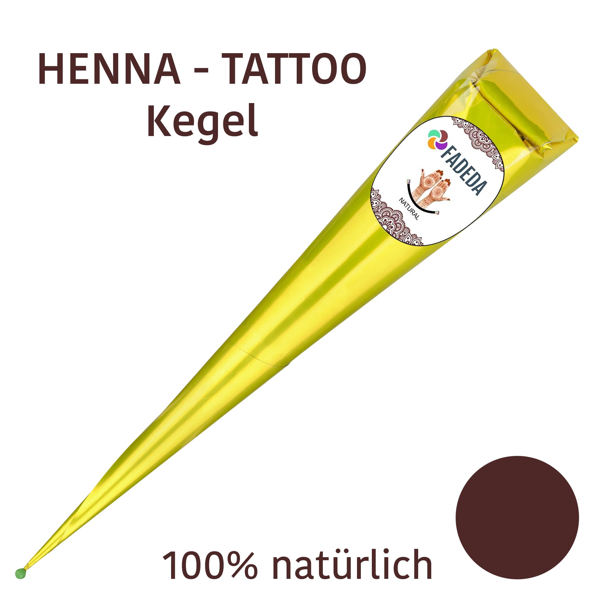 4x FADEDA Henna Kegel | 4x 25g naturalna pasta | naturalny brąz | 100% roślinny | gotowa do użycia i bez PPD | wegański | ekologiczny | halal | Mehandi | Mehndi