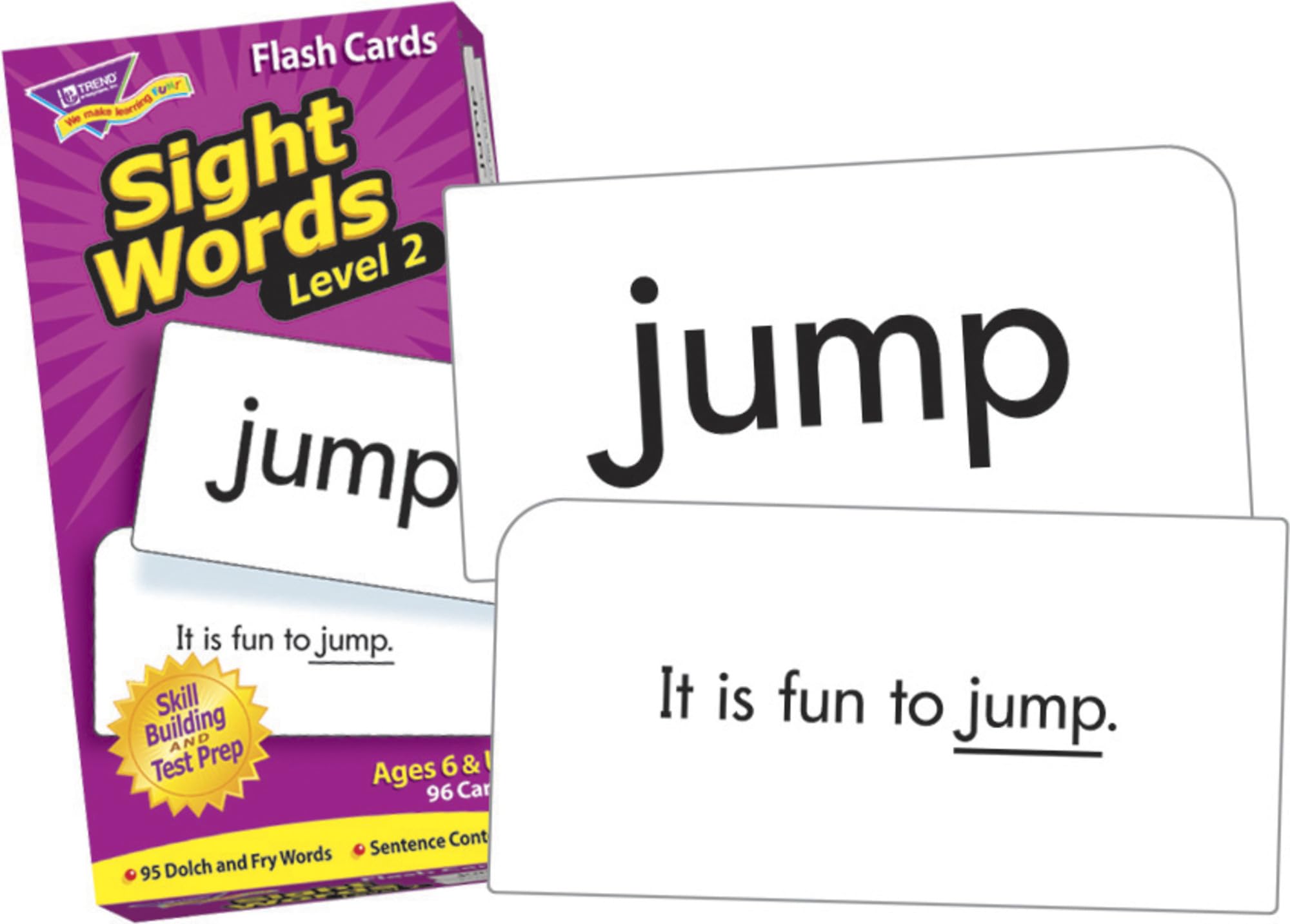 Trend Enterprises: Sight Words Level 2 Skill Drill Flash Cards, Dolch and Fry Words, Sentence Context, Great for Skill Building and Test Prep, 96 Cards Included, for Ages 6 and Up