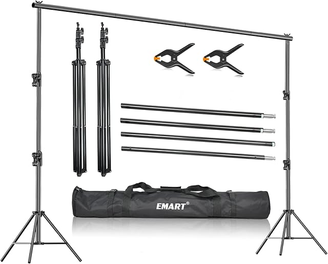 EMART Photography Backdrop Stand 2.8x3m (9x10ft) Heavy Duty Photo Background Stand Kit Adjustable Support for Studio Video Photographic Party Back Drop Poles