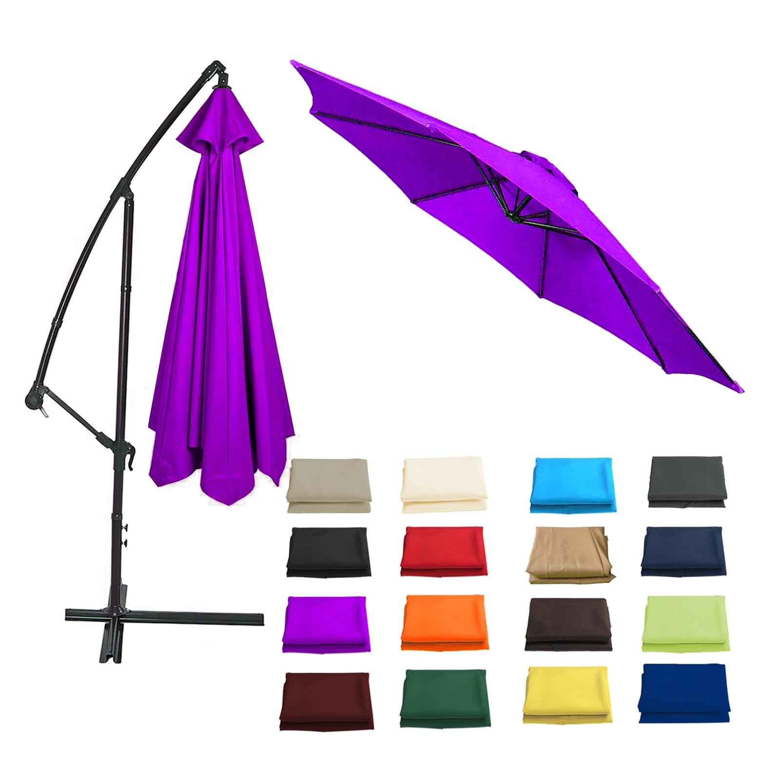 Outdoor Patio Umbrella Replacement Canopy, 2/2.3/2.5/2.7/3/3.50m Replacement Parasol Fabric Cover, Umbrella Replacement Top For 6/8 Ribs(Purple,11.4ft (350cm)/8 Ribs)