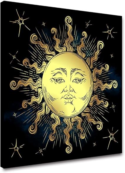 Amazon キャンバス絵画アンティークスタイルアート黄金の太陽壁画の写真ウォールアートポスターとプリントリビングルームオフィス家の装飾19 6インチx 31 4インチ 50 X 80 Cm フレームレス ウォールステッカー オンライン通販