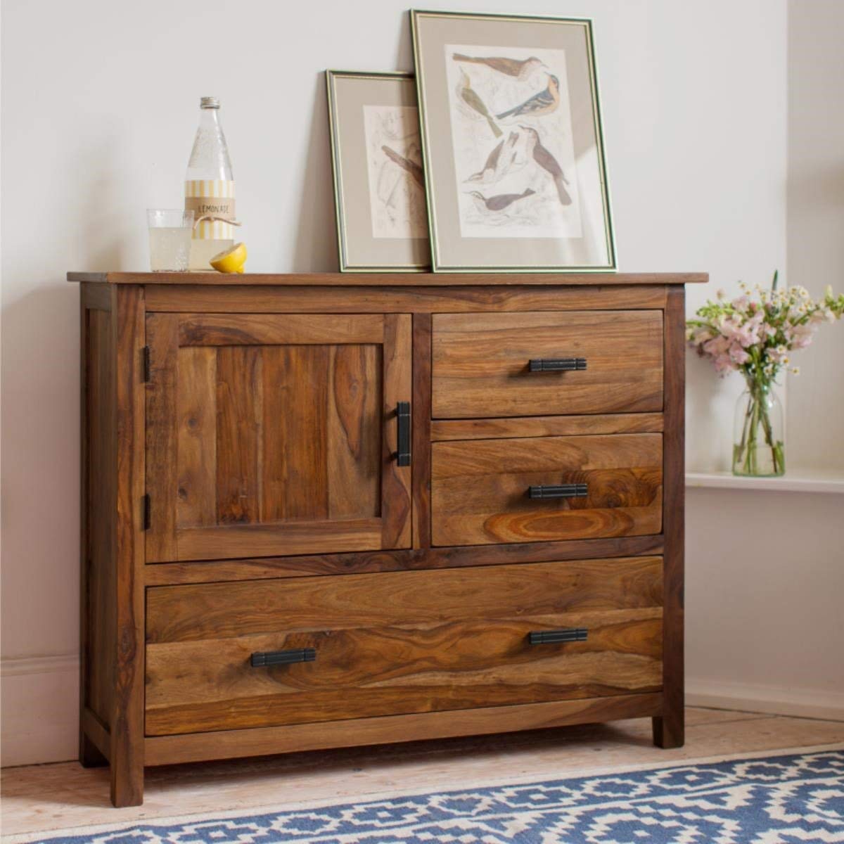 Wooden Sideboard Cabinet with 2 Drawers & 2 Cabinet Storage for Living Room | Wooden Kitchen Cabinet for Home Furniture. 100 x 80 x 30 cm-image-26